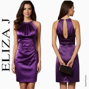 ELIZA J Draped Satin Sheath Mini Dress